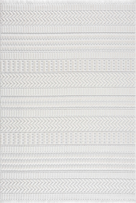 Hauteloom Cira Textured Fringed White Rug - Limited Edition