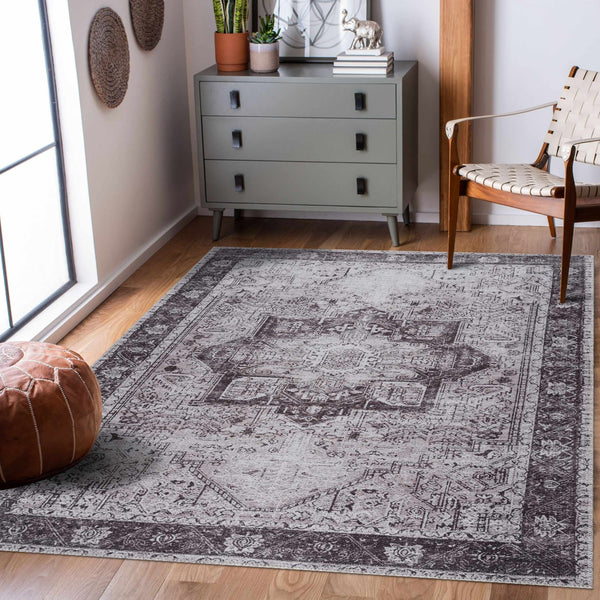 Hauteloom Rosman Gray Washable Area Rug