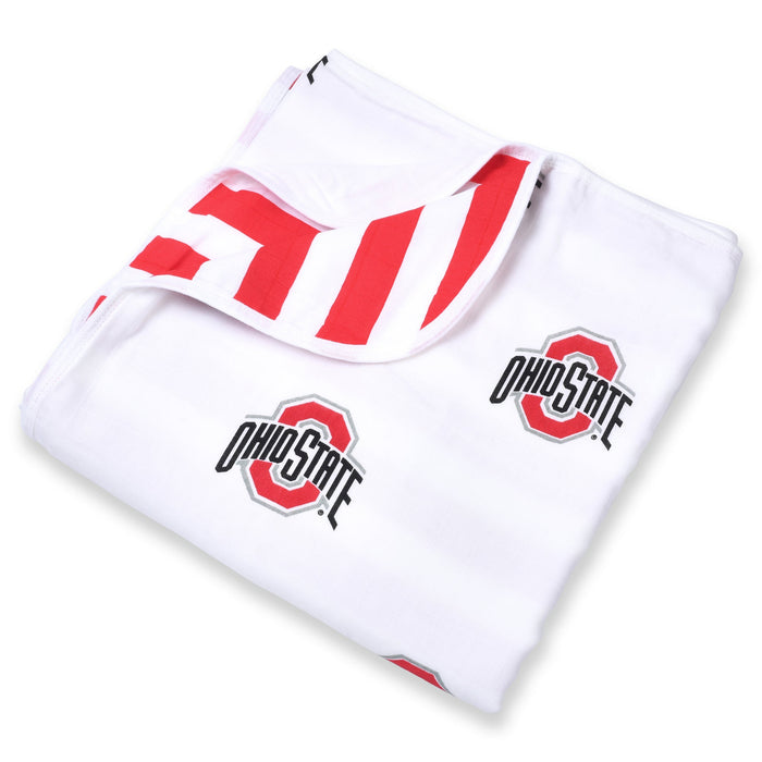 Three Little Anchors Ohio State University Muslin Blanket