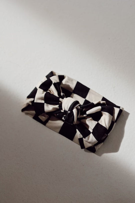 forever french baby Bamboo Head Wrap | Black Checkerboard