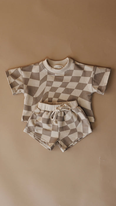 forever french baby Children's Short Set |  Wavy Checker