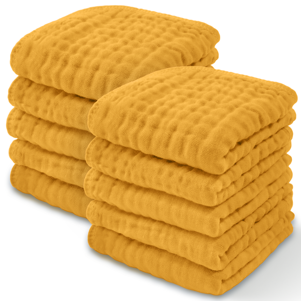 Comfy Cubs Muslin Cotton Baby Washcloths - Turmeric