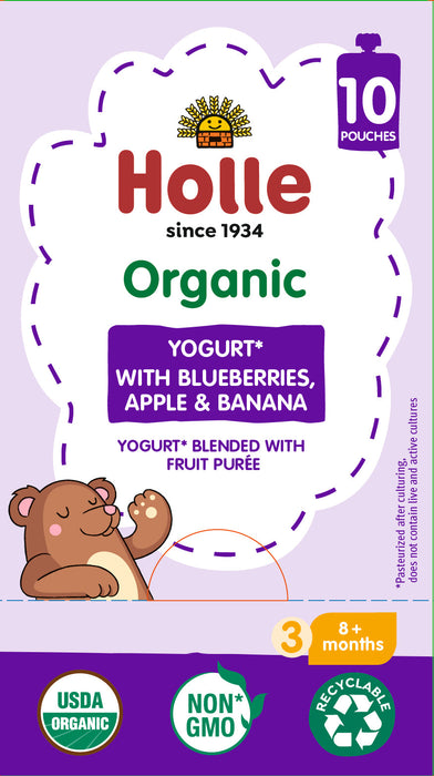 Holle Organic Yogurt Pouches - Blueberries, Apple & Banana