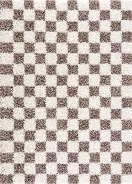 Hauteloom Atira Brown Checkered Area Rug