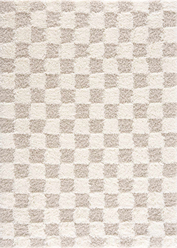 Hauteloom Atira Light Brown Checkered Area Rug