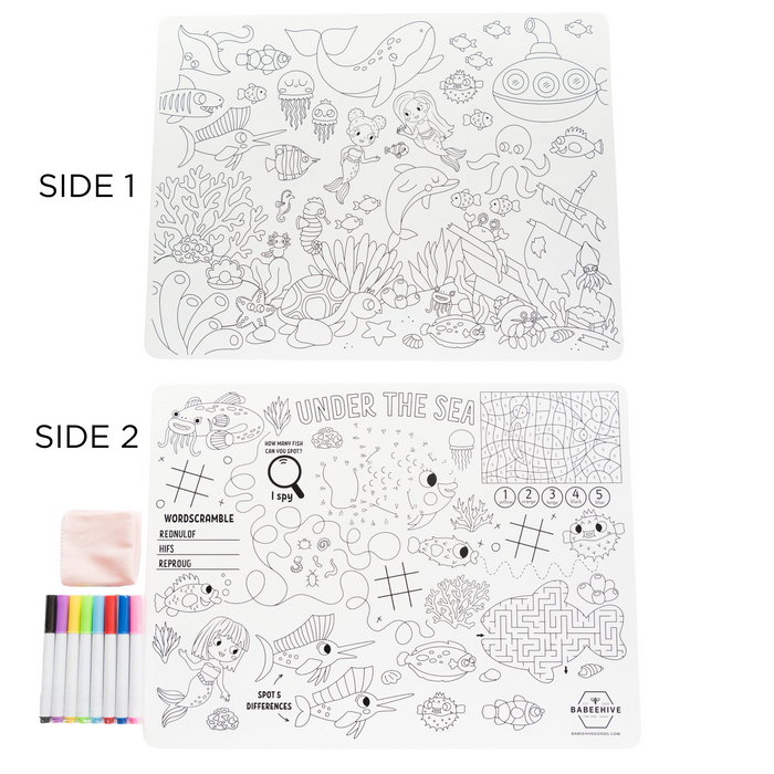 Babeehive Goods Double Sided Silicone Coloring Placemat