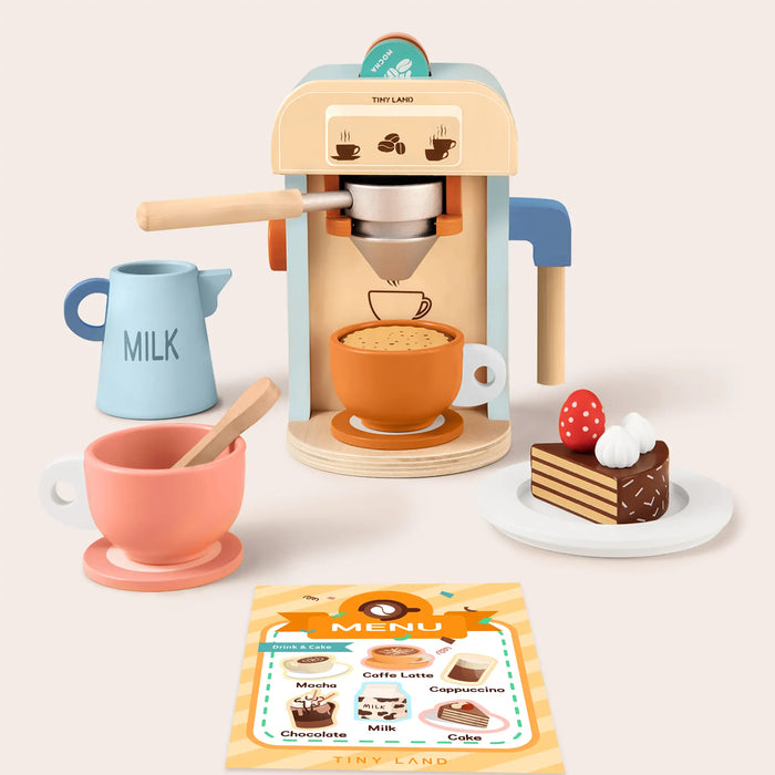 Tiny Land® Wooden Kids Play Coffee Maker Set