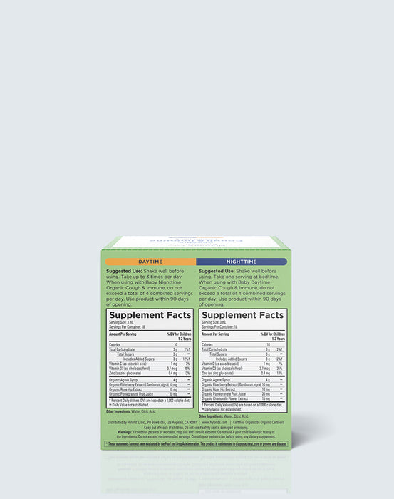 Hyland's Naturals Baby Organic Cough & Immune Combo Pack Daytime/Nighttime 2-2fz