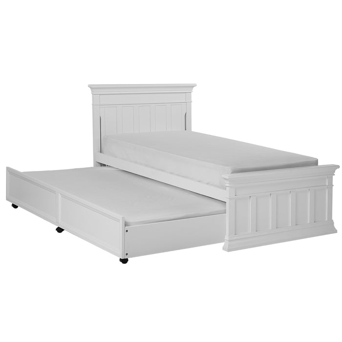 Evolur Napoli Twin Bed And Bed Rail in White