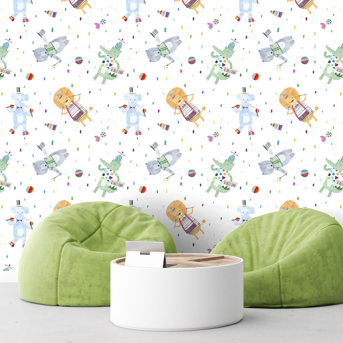 TeepeeJoy Animals Theme Nursery Wallpaper - Whimsical Party