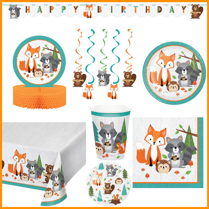 Party Decorations Wild One Woodland Birthday Party Kit for 8 (48 Total Items)