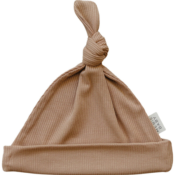 Mebie Baby Latte Ribbed Bamboo Newborn Knot Hat