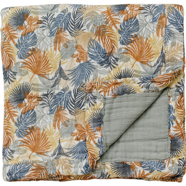 Mebie Baby Paradise Palms+ Dusty Blue Muslin Quilt