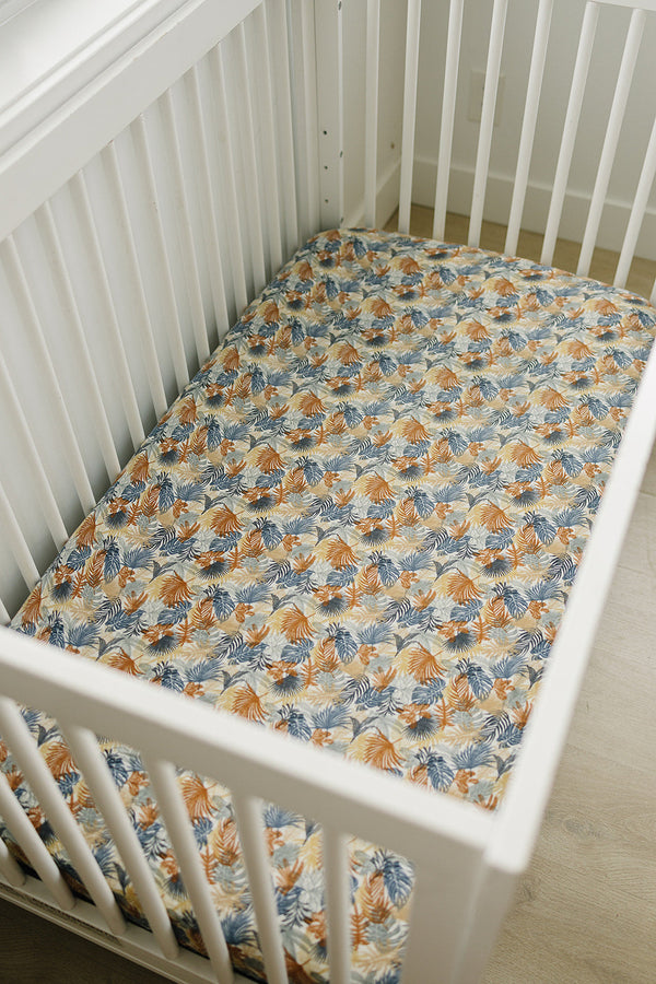 Mebie Baby Paradise Palms Muslin Crib Sheet