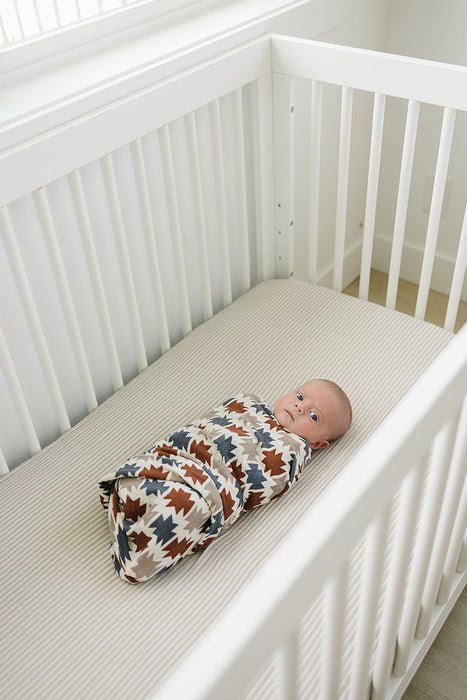 Mebie Baby Taupe Stripe Muslin Crib Sheet
