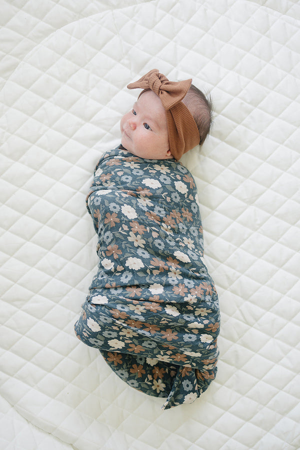 Mebie Baby Midnight Floral Muslin Swaddle Blanket