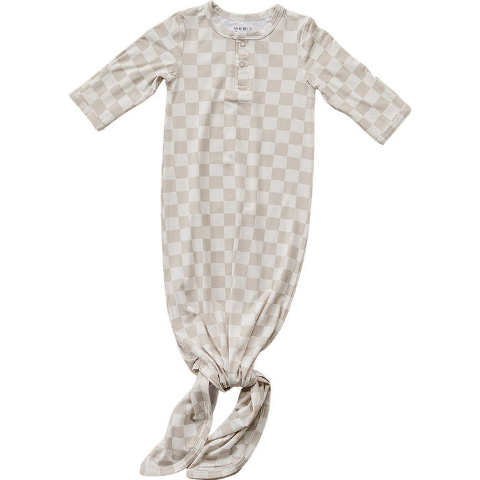 Mebie Baby Taupe Checkered Bamboo Knot Gown