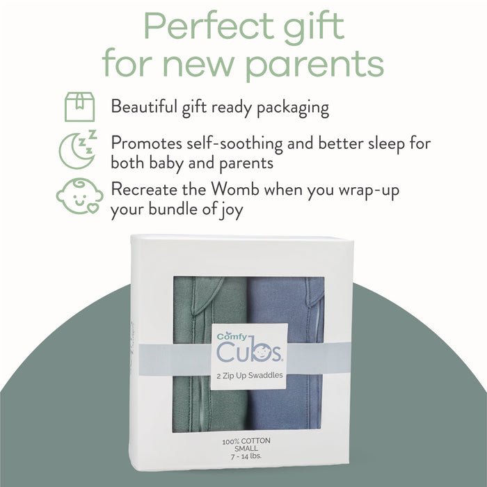 Comfy Cubs Easy Zipper Swaddle Blankets - Nomadic Blue, Azul