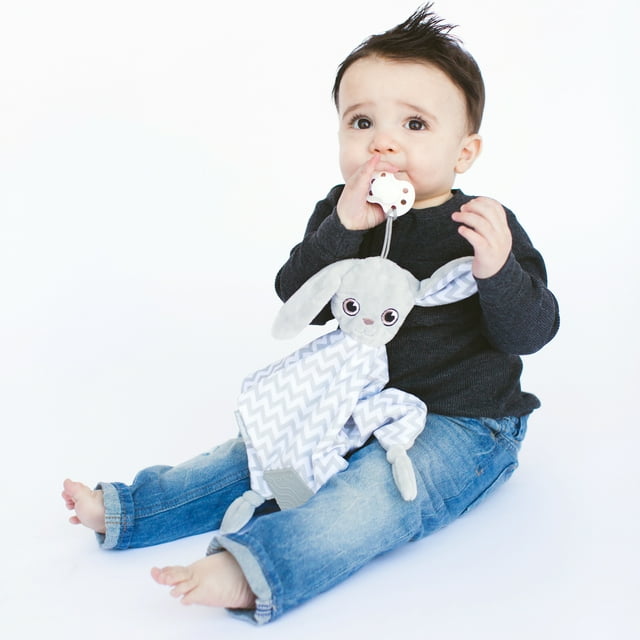 BooginHead PaciPal Universal Teether Blanket Pacifier Holder - Bunny