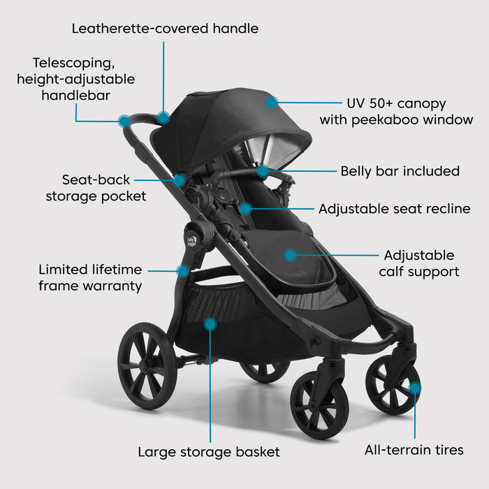 Baby Jogger City Select 2 Single-to-Double Modular Stroller, Lunar Black