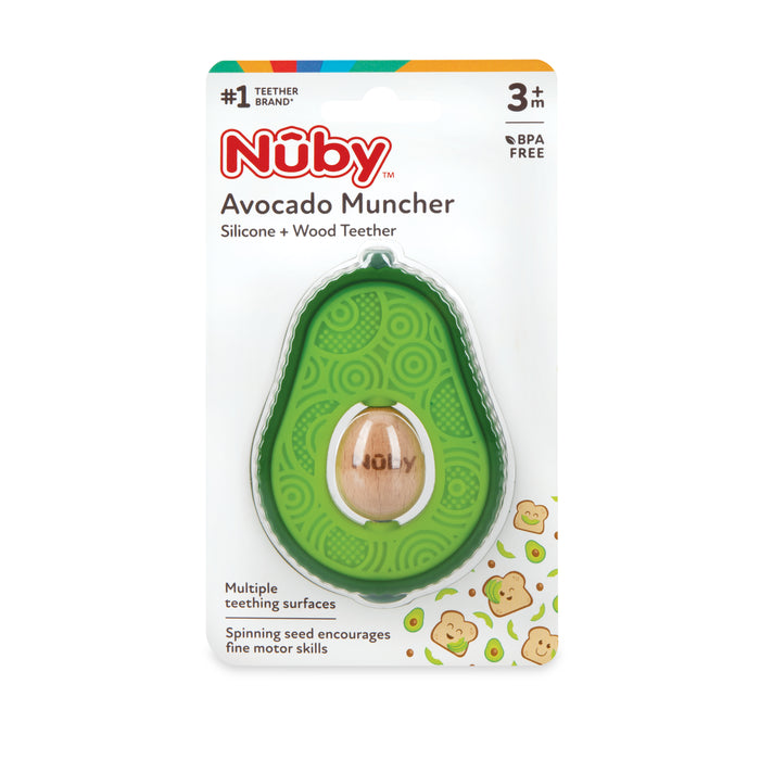 Nuby Silicone Avocado Teether w/Wooden Nut