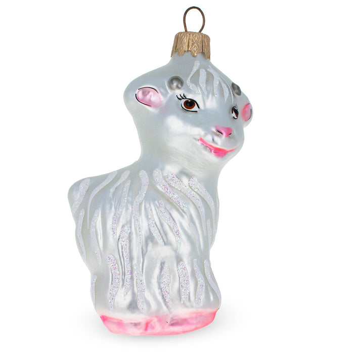 BestPysanky Goat Baby Mini Glass Christmas Ornament