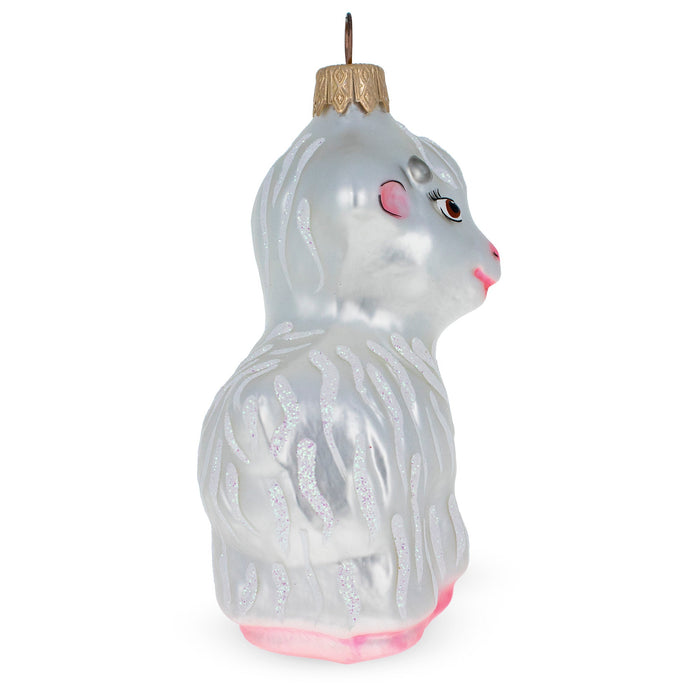 BestPysanky Goat Baby Mini Glass Christmas Ornament