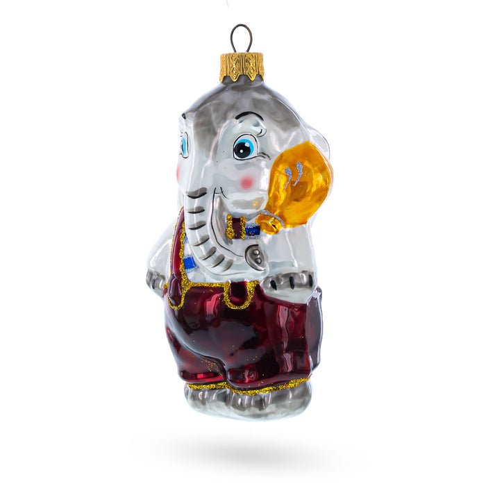 BestPysanky Baby Elephant Wearing Pants Mini Glass Christmas Ornament