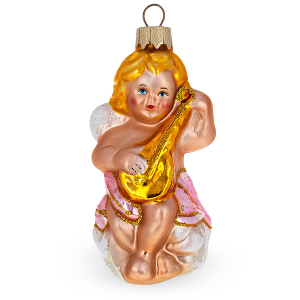 BestPysanky Baby Angel Playing Music Mini Glass Christmas Ornament