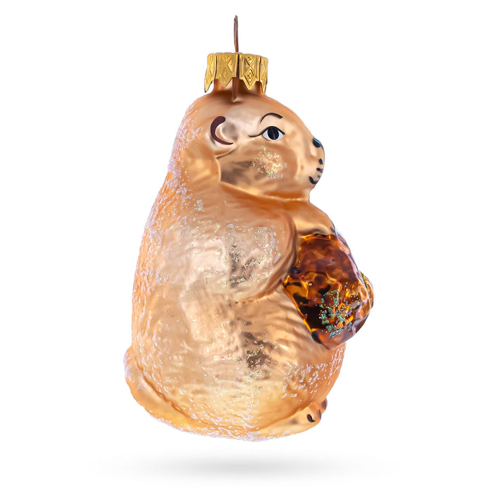 BestPysanky Otter Holding a Log Glass Christmas Ornament