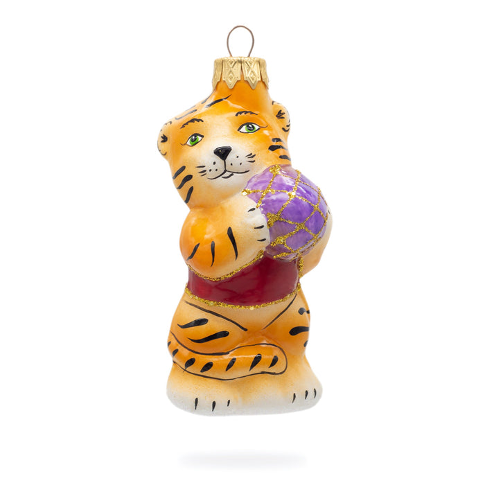 BestPysanky Tiger Cub with Ball Glass Christmas Ornament