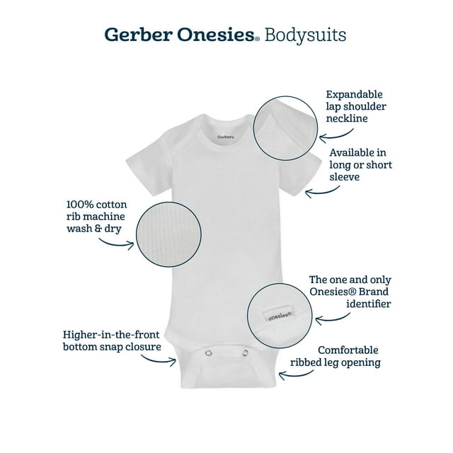 Gerber ONESIES Brand Short Sleeve Bodysuits 5 Pack