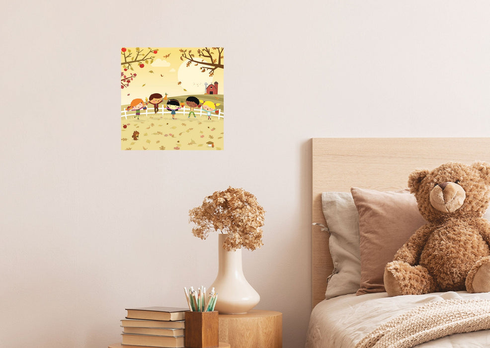 Fathead Seasons Decor: Autumn Kids in the Garden Mural - Removable Wall Adhesive Decal