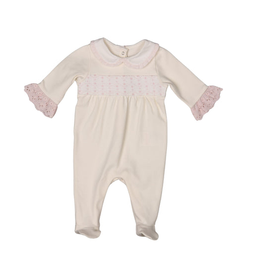 Bebe Sweeny ADINA | Girls Ivory & Pink Organic Cotton Babygrow