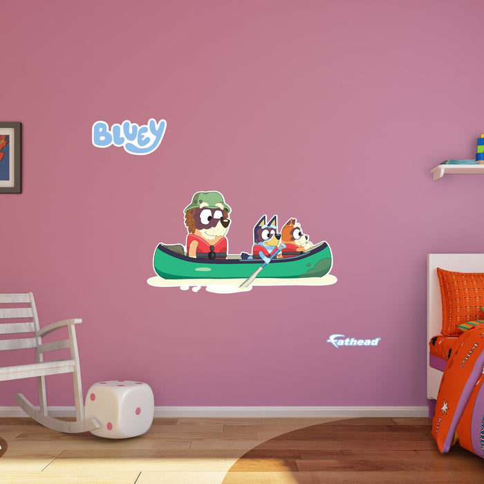 Fathead Bluey: Grandad, Bluey, Bingo Canoe Icon - Officially Licensed BBC Removable Adhesive Decal