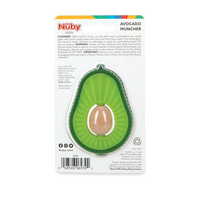 Nuby Silicone Avocado Teether w/Wooden Nut