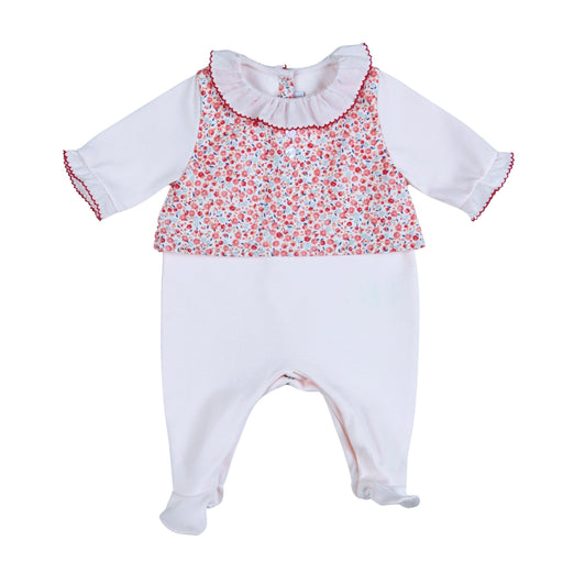 Bebe Sweeny AGATHE | Baby Girls White Floral Organic Cotton Babygrow