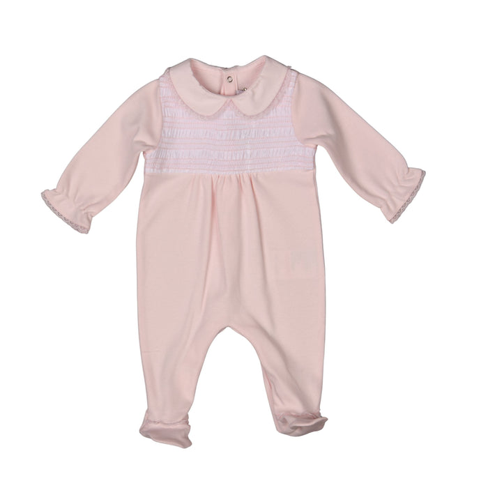 Bebe Sweeny ALICE | Girls Embroidered Pink Organic Cotton Babygrow