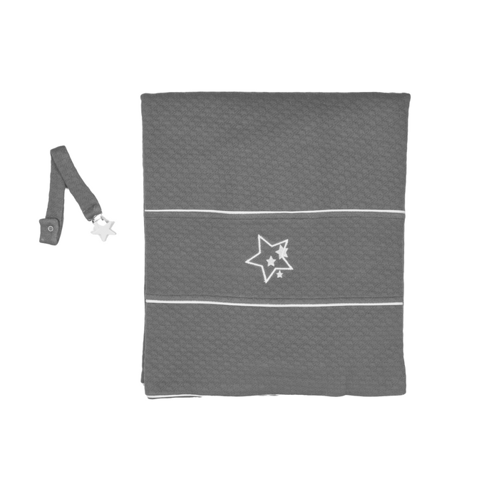 Bebe Sweeny AMIR | Boys Grey Cotton Blanket & Pacifier-clip