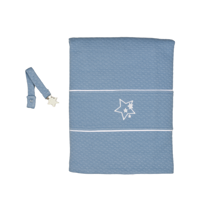 Bebe Sweeny AMIR | Boys Blue Blanket & Pacifier clip