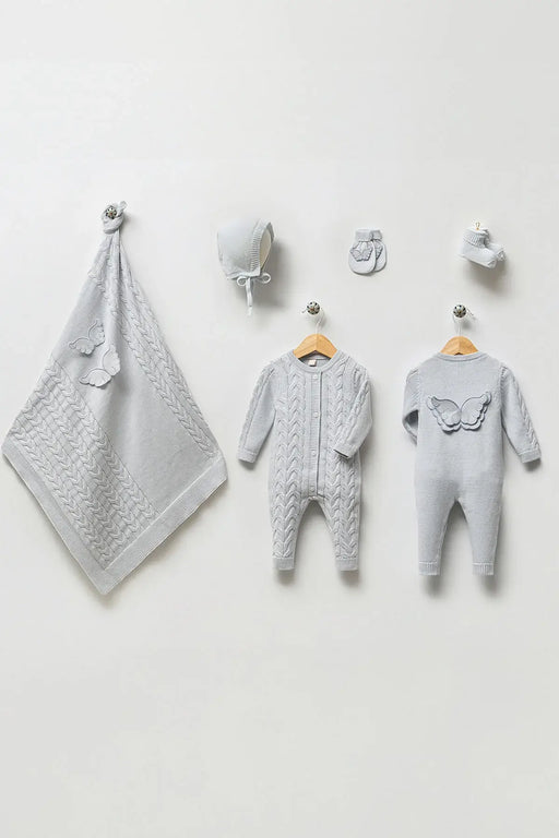 THA Dressing Angel Blue Newborn Knitwear Coming Home Set (5 pcs)
