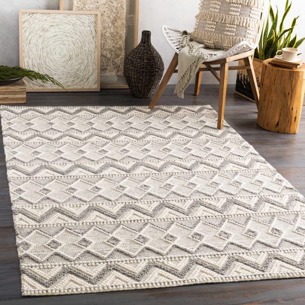 Hauteloom Whittington Gray&Cream Wool Rug - Clearance