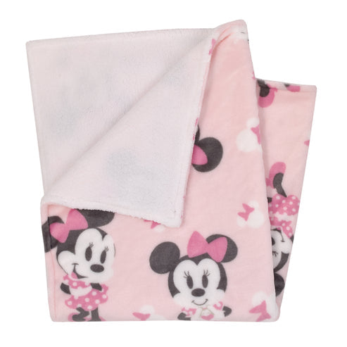 Disney Minnie Mouse Bows Sherpa Baby Blanket