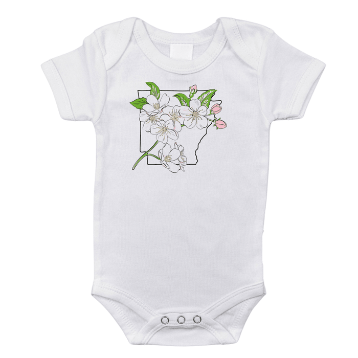 Little Hometown Arkansas Apple Blossom Baby Onesie