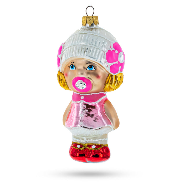 BestPysanky Toddler Girl With Pacifier Glass Christmas Ornament