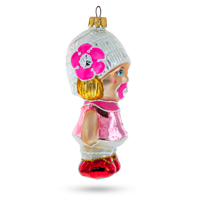 BestPysanky Toddler Girl With Pacifier Glass Christmas Ornament