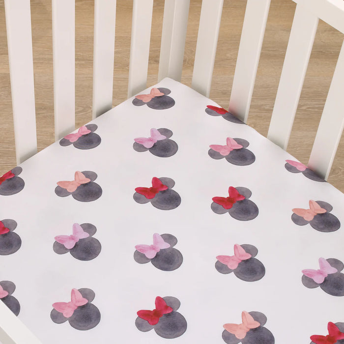 Disney Minnie Mouse Watercolor Ears Fitted Crib Sheet