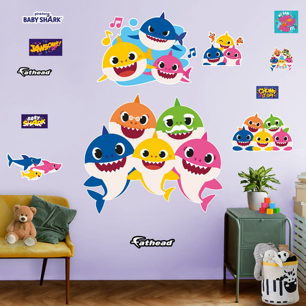 Fathead Baby Shark: Family RealBig - Officially Licensed Nickelodeon Removable Adhesive Decal