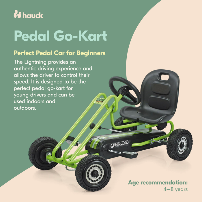 Hauck Lightning Ergonomic Pedal Ride On Go Kart Toys for Boys and Girls, Green