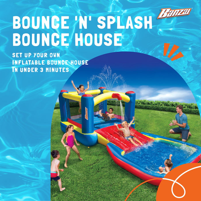 Banzai Bounce N Splash Outdoor Water Park Aquatic Activity Play Center w/ Slide